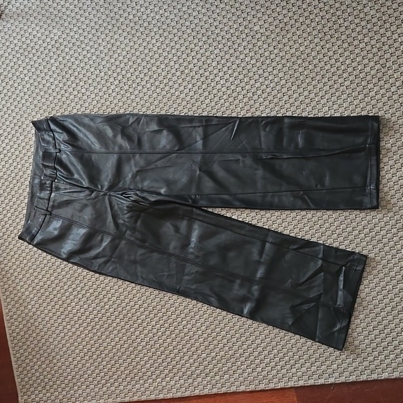 Madewell Faux Leather Pant Cropped High Rise Straight Wide Leg - Picture 2 of 9